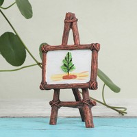 Support de peinture en résine, ensemble de décoration de jardin miniature en résine avec balançoire, maison d'oiseaux et figurines d'hiboux dans un arbre pour jardin féerique