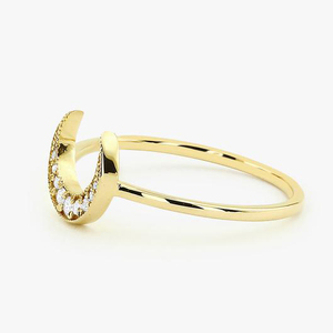 Anillo de circonia cúbica con forma de luna creciente, sortija de plata de ley chapada en oro amarillo de 14k, joyería hecha a mano al por mayor - Product Image 4