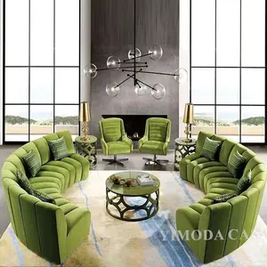 Большой дом для виллы в скандинавском стиле, изогнутый круглый диван, набор для гостиной, современный бархатный секционный диван