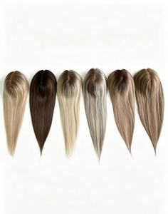 Topper <span class=keywords><strong>de</strong></span> <span class=keywords><strong>Cabello</strong></span> Humano con Base <span class=keywords><strong>de</strong></span> Seda 5x7, 150% <span class=keywords><strong>de</strong></span> Densidad, Nudos Invisibles Decolorados para Mujeres con Corona Adelgazada - Product Image 4