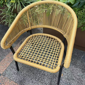 Silla de Ratán para Exteriores, Silla con Respaldo, Muebles de Hierro, Mesa y Silla para Exteriores, Patio, Terraza, Balcón, Exterior - Product Image 4