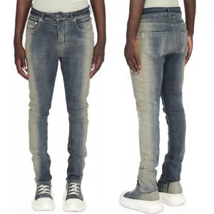 กางเกงยีนส์ทรงสกินนี่ใหม่สำหรับผู้ชาย แบบฟอกสีและแต่งลายวิสเกอร์ 5 กระเป๋า ทรงเข้ารูป - Product Image 1