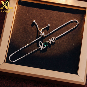 Joyería Electrochapada, Grosor de Revestimiento de 0.3 mm, Engaste de Garras, Novedad 2021, Brazaletes Sencillos y Modernos con Forma de Carta de Amor - Product Image 5