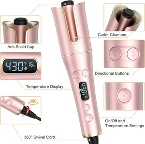 Fer à boucler automatique professionnel électrique avec 4 températures, outils de coiffage rotatifs - Product Image 3