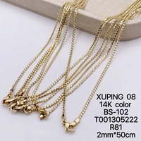 Chaîne de collier XUPING en or 14 carats pour femme, maillons serpent, mode, vente en gros, superposée, usage quotidien, cadeau, fournisseur OEM