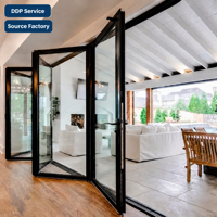Portes de séparation intérieures modernes en verre isolant en alliage d'aluminium pliables sur mesure pour chambre à coucher, salle de bain, cuisine, utilisation extérieure