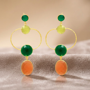 Nouvelles boucles d'oreilles pendantes en pierre précieuse Hydro Carnelian émeraude dorée, faites à la main, plaquées or, pour fiançailles et soirées - Product Image 3