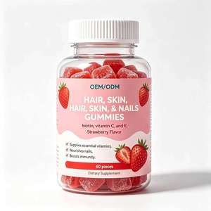 Gummies Cheveux Peau Ongles Biotine Vitamines C & E Saveur Fraise 60 Unités Adulte Fournisseur OEM ODM Marque Privée - Product Image 1