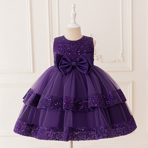 Robe de princesse à sequins pour enfant, robe de demoiselle d'honneur pour fille, tenue de spectacle, robe de soirée pour bébé, tenue de scène formelle pour tout-petit, vêtements de danse - Product Image 5