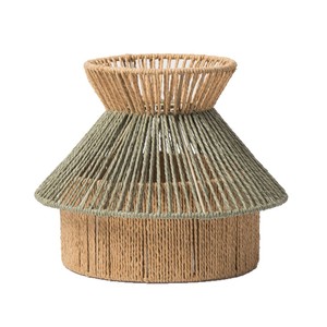 Paper <b>Rope</b> Woven Bell Shape Lampshade Yellow Green Handmade 27cm XH24-628 Decorative <b>Lighting</b> Cover - Product Image 4