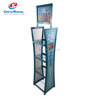 Présentoir de sol multifonctionnel Centroyal en métal triangulaire double face pour canettes, boissons, aliments, snacks et oreillers de cou