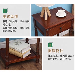 Mid century <strong>mango</strong> <strong>Wood</strong> Bedside Table Nightstand Modern with 1 Drawer and 1 <strong>Shelf</strong> Brown for Living Room - Product Image 5
