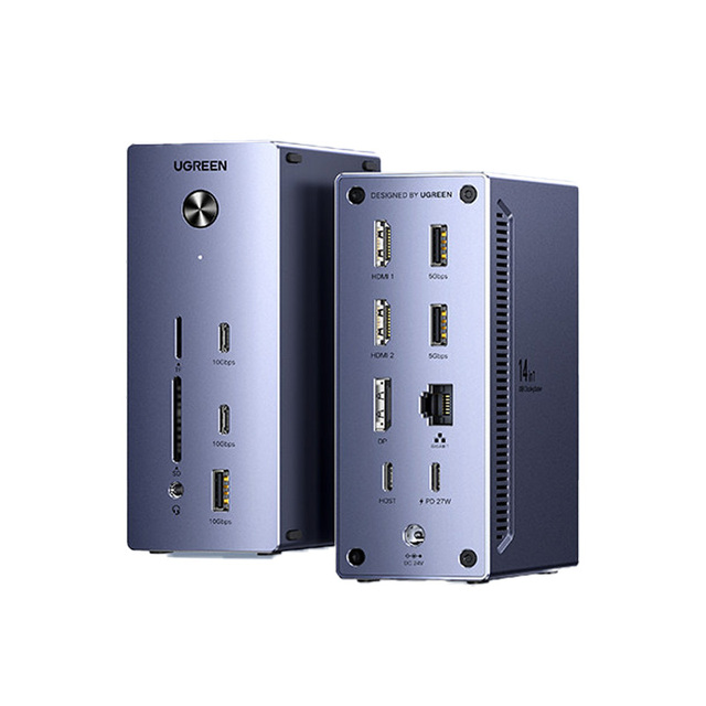UGREEN 14-in-1 USB-C Docking Station Quad Display 4K120Hz DP Multiport Hub 10Gbps USB3.2 Gen2 140W PD Charging