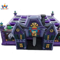 Maison hantée gonflable d'Halloween, grand labyrinthe commercial en PVC écologique, structure de divertissement pour événements pour enfants