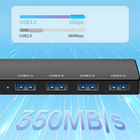 Hub USB 4 ports, hub ABS USB 3.0 pour ordinateur portable, adaptateur multi-splitter pour Xiaomi, Lenovo, Macbook, PC, accessoires informatiques
