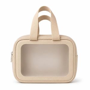 Wholesale Frosted PVC Makeup <b>Bag</b> Custom Logo <b>Clear</b> Window Waterproof Cosmetic Organizer Travel <b>Toiletry</b> Pouch Factory - Product Image 1