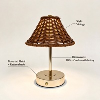 Lampe de table LED sans fil rechargeable à commande tactile, créative, rétro, en métal, à intensité variable, pour chambre à coucher, salon