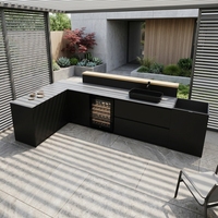 Mueble de Cocina para Exteriores, Unidades de Almacenamiento Impermeables de Aluminio, Isla de Cocina Resistente a la Intemperie para Jardín, Patio, Proyectos de Barbacoa