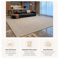Tapis de luxe léger pour salon, chambre, canapé, table, lavable, imperméable, résistant aux taches, grande surface, couverture complète du sol