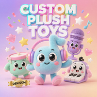Jouets en peluche musicaux personnalisés OEM ODM, casque, batterie, microphone, piano, poupée en peluche, vente en gros, cadeau