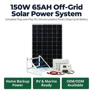 ชุดระบบพลังงานแสงอาทิตย์แบบออฟกริด 150W โมโนคริสตัลไลน์ พร้อมแบตเตอรี่คอลลอยด์ 48V 65Ah ระบบ MPPT พกพาสะดวก ใช้งานต่อเนื่อง 24 ชั่วโมง สำหรับบ้าน 150W - Product Image 4