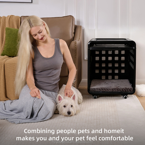 Yüksek Kaliteli Lüks Şeffaf Akrilik Plastik Taşınabilir Evcil Hayvan Kafesi Havalandırmalı Tekerlekli Köpek Kedi Evi İç Mekan Kulübesi Yatak Mobilyası - Product Image 4