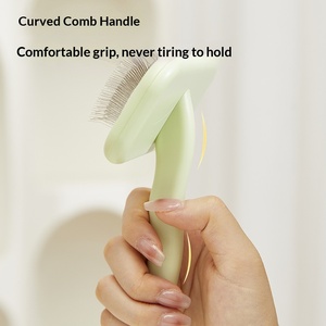 مشط جديد لإزالة شعر القطط والكلاب مصنوع من البلاستيك والمطاط والفولاذ المقاوم للصدأ، أداة تدليك وتنظيف للحيوانات الأليفة للاستخدام الداخلي والخارجي - Product Image 3