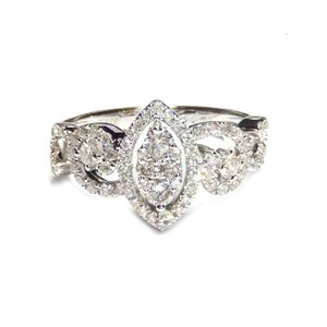 Gran oferta simplemente elegante en el extranjero 18K oro blanco 100% diamante natural joyería fina Marquesa anillo de racimo para regalo de boda - Product Image 1