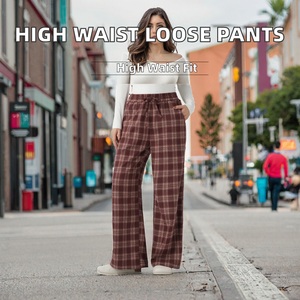 Women's High Waist Loose Fit Solid Oxford Elastic Waist Hip Hop Anti-Wrinkle Casual Pants Versatile Summer Long <b>Trousers</b> - Product Image 2