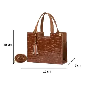 Sac bandoulière pour femme Fana, motif alligator, cuir véritable, chaîne perlée décorative, fermeture éclair, usage quotidien - Product Image 3
