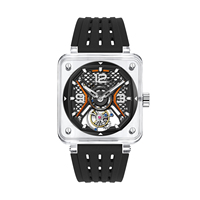 Relojes Mecánicos de Pulsera para Hombre, Diseño Cuadrado Transparente, con Tourbillon, Esqueleto, Luminosos e Impermeables, OEM/ODM, Nuevo Diseño de Moda