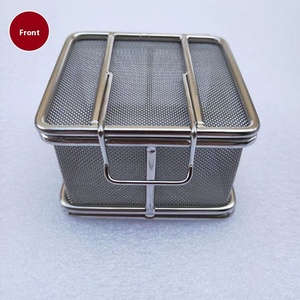 Nha khoa dày đặc lưới giỏ 304 thép không gỉ hình chữ nhật lưu trữ nắp miệng cụ xương kim làm sạch khử trùng kim loại - Product Image 2