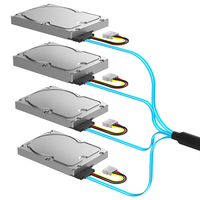 Kabel SFF-8087 Mini SAS 4*SFF-8482 SAS Molex 4Pin dengan Selubung Kepang, Terminal Berlapis Emas, dan Pelindung Aluminium Foil
