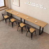 Ensemble table et chaises de bar carrées modernes en bois massif pour 2 à 4 personnes, idéal pour café et restaurant