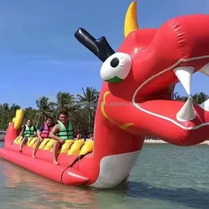 バナナボートインフレータブル牽引可能ドラゴンボート競争力のある価格で長くカスタマイズされた楽しい海のゲーム