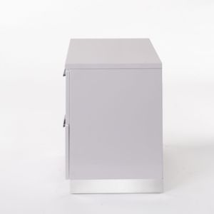 Lorimar White Nightstand With Chrome Legs 2 <b>Drawer</b> <b>Storage</b> <b>For</b> Bedroom - Product Image 4