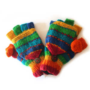 Mitaines en tricot arc-en-ciel nordiques <span class=keywords><strong>avec</strong></span> <span class=keywords><strong>rabat</strong></span> rabattable, gants sans doigts rayés pour filles <span class=keywords><strong>avec</strong></span> <span class=keywords><strong>rabat</strong></span> de <span class=keywords><strong>mitaine</strong></span> - Product Image 1