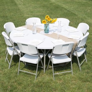 Ensembles de tables, mobilier d'extérieur, hôtel, restaurant, location de <span class=keywords><strong>mariage</strong></span>, table ronde pliante en plastique avec pieds de table en métal - Product Image 5