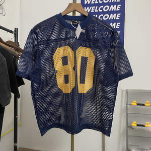 Camisetas de Fútbol OEM Cuadradas, Holgadas, de Gran Peso, 100% Algodón, Malla Jersey, Hombros Caídos, Manga Corta, con Patrón de Letras - Product Image 6