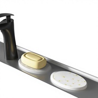 Support de rangement pour savon avec tapis de drainage, sans perçage, pour comptoir de salle de bain ou toilettes, forme ovale, fabriqué en Chine