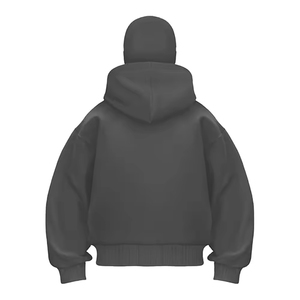 Custom 500 600gsm <strong>Fluffy</strong> Polar Fleece Double Hood Sweatshirt Warm Faux Fur Sherpa Mask Full Face Zip up <strong>Hoddies</strong> Mens - Product Image 4
