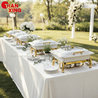 TIANXING 6L 9L Réchaud à alcool blanc et or, chauffe-plats professionnel pour hôtels, buffets et événements