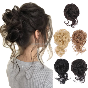 Damen Mädchen Long Tail Curly Synthetic Hair <span class=keywords><strong>Scrunchie</strong></span> mit elastischem Haarband Hot Selling <span class=keywords><strong>Messy</strong></span> Chignon <span class=keywords><strong>Bun</strong></span> - Product Image 1