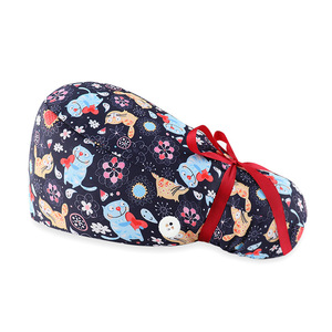 Gorro quirúrgico colorido, gorro de cola de caballo, gorro de fregado Dental, banda para el sudor transpirable Bouffant, animales impresos, suave para departamento ambulatorio - Product Image 2