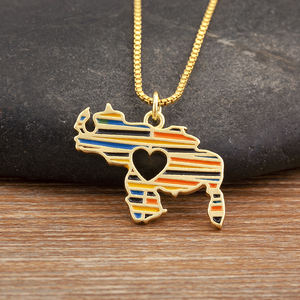 QIKU Collana con Ciondolo a Forma di Mappa del Venezuela Cuore e Stella Gioielli per Donna Ragazza Catena Girocollo Accessori Regalo di Compleanno - Product Image 3