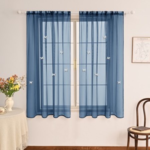 Hôtel maison salle de bain blanc couleur unie rideaux transparents courts rideaux de <span class=keywords><strong>voile</strong></span> de <span class=keywords><strong>fenêtre</strong></span> minces bloquant la lumière - Product Image 2