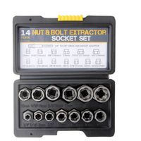 Kit d'extracteurs de boulons et écrous à percussion 14 pièces/boîte en acier Cr-Mo avec étui de rangement antivol, écologique et durable pour usage domestique intelligent