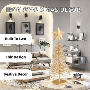 Décorations de Noël créatives modernes en fer, étoile à cinq branches, mini décorations de Noël pour table et arbre, accessoires de décoration de Noël, ornements de Noël - Product Image 4
