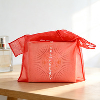 Sac fourre-tout transparent mat en organza durable et réutilisable pour cosmétiques, parfums, rangement, cadeaux, avec étiquette personnalisée, emballage et sac de shopping