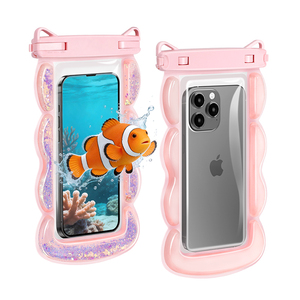 Étui étanche flottant anti-affaissement en TPU pour téléphone portable, design ondulé unique avec incrustation scintillante - Product Image 1